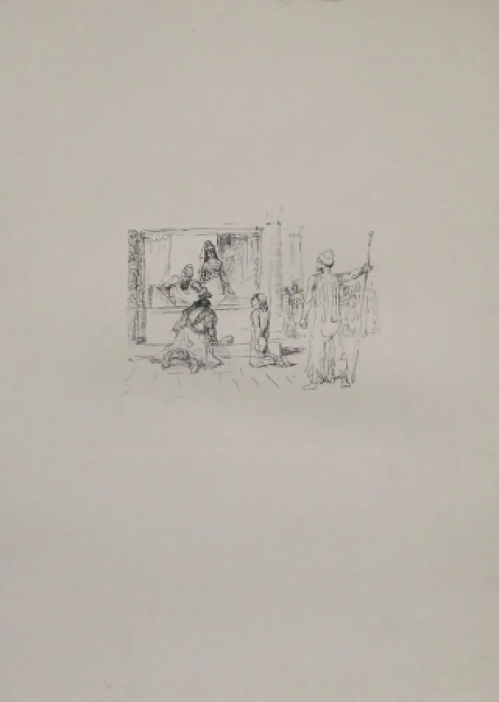 Lithografie Slevogt - Dareios II. kürt Artaxerxes zu seinem Nachfolger