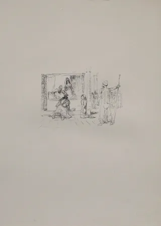 Lithografie Slevogt - Dareios II. kürt Artaxerxes zu seinem Nachfolger