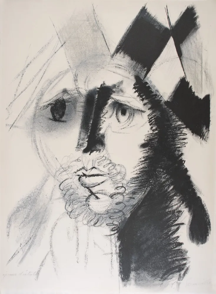 Lithografie Somville - Arlequin - NOIR
