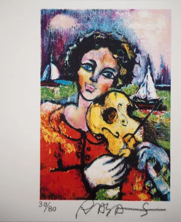 Lithografie Sorkine -  L’amoureux au violon