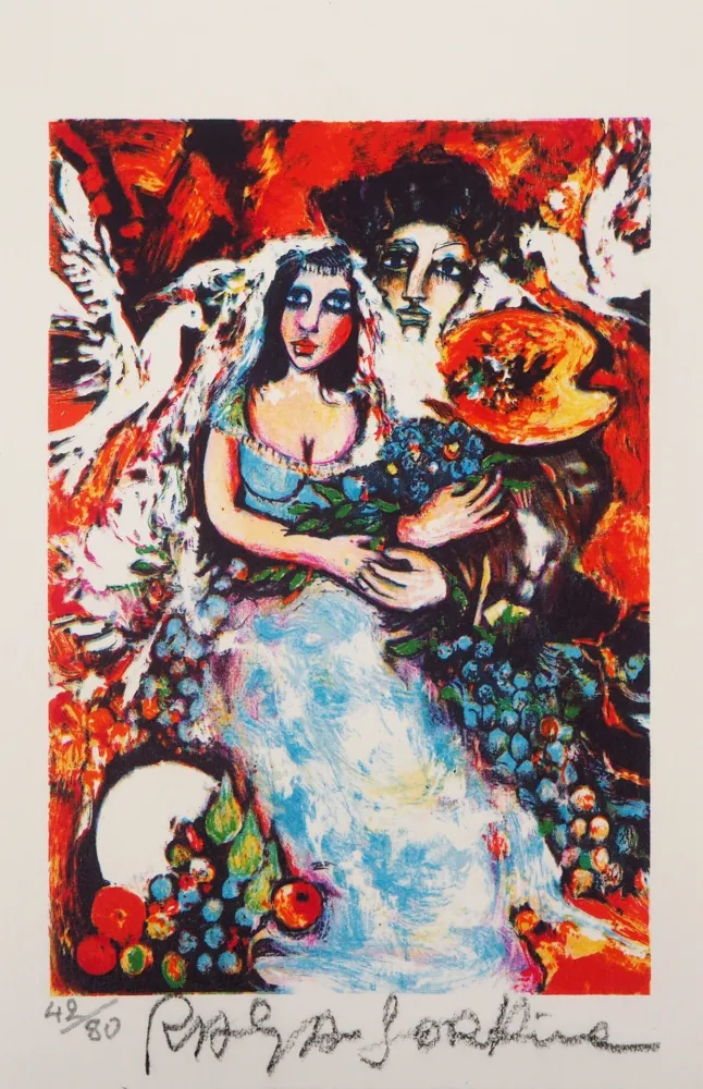 Lithografie Sorkine - Les mariés à la palette