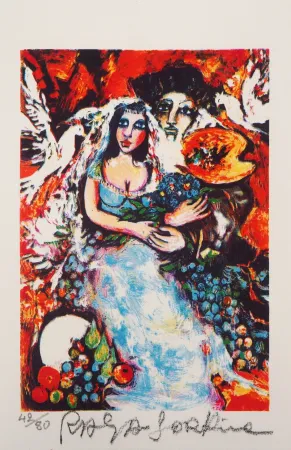 Lithografie Sorkine - Les mariés à la palette