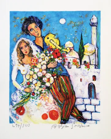 Lithografie Sorkine - Mariage devant la synagogue