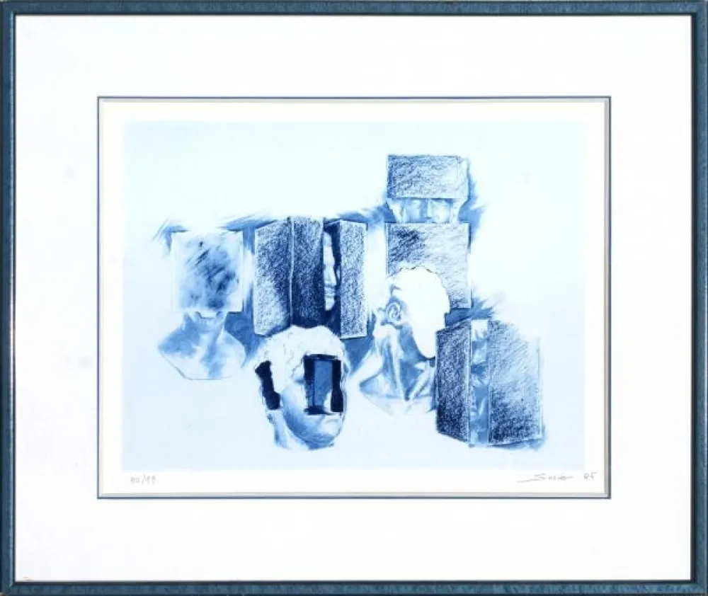 Lithografie Sosno - Etude tete au carré