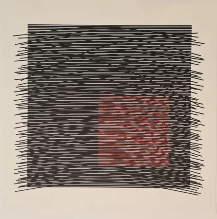 Zeefdruk Soto - Carré virtuel rouge à droite 