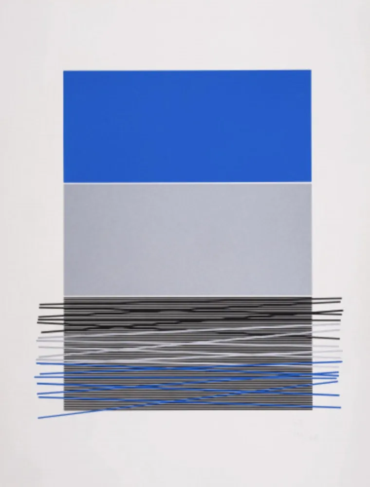 Zeefdruk Soto - Untitled (Blue Horizon Lines)