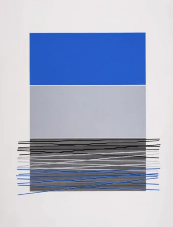 Zeefdruk Soto - Untitled (Blue Horizon Lines)