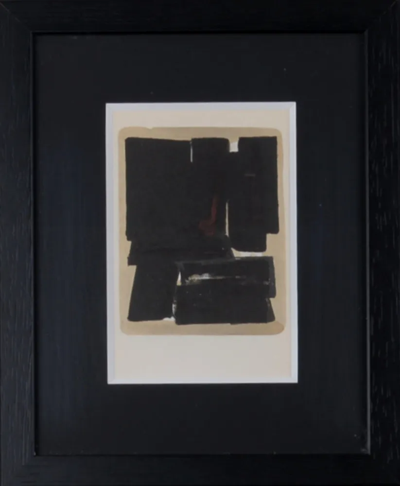 Pochoir Soulages (After) - Gouaches et gravures (H), 1957 - Framed!