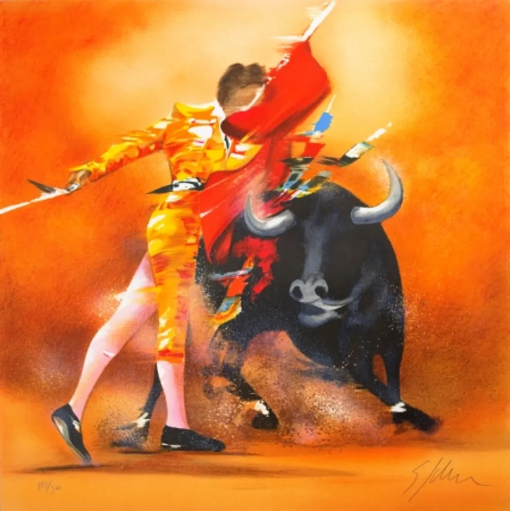 Lithografie Spahn - Corrida