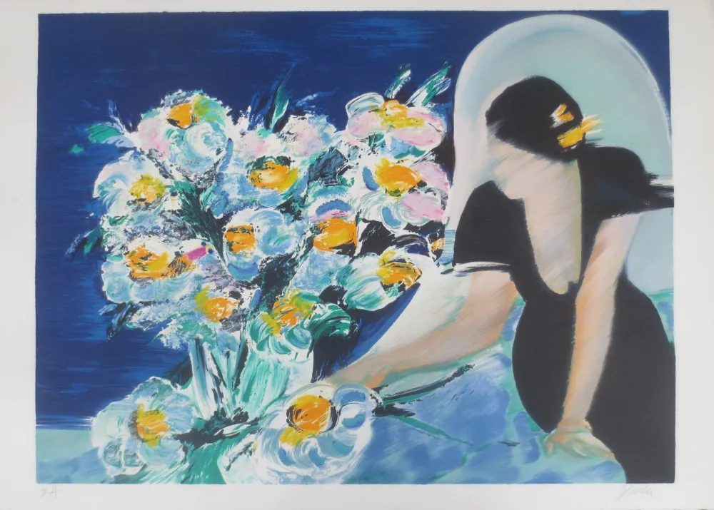 Lithografie Spahn - Elisabeth au bouquet