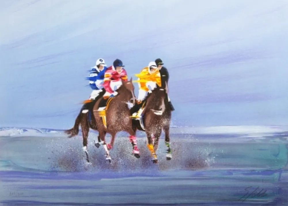 Lithografie Spahn - Galop sur la plage