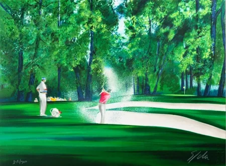 Lithografie Spahn - Golf