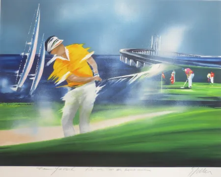 Lithografie Spahn - Golfeur jaune