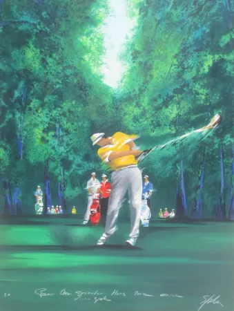 Lithografie Spahn - Golfeur jaune II