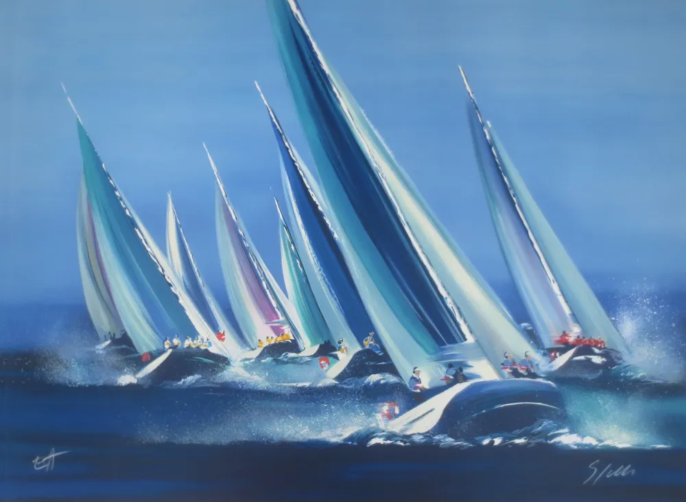 Lithografie Spahn - Régates