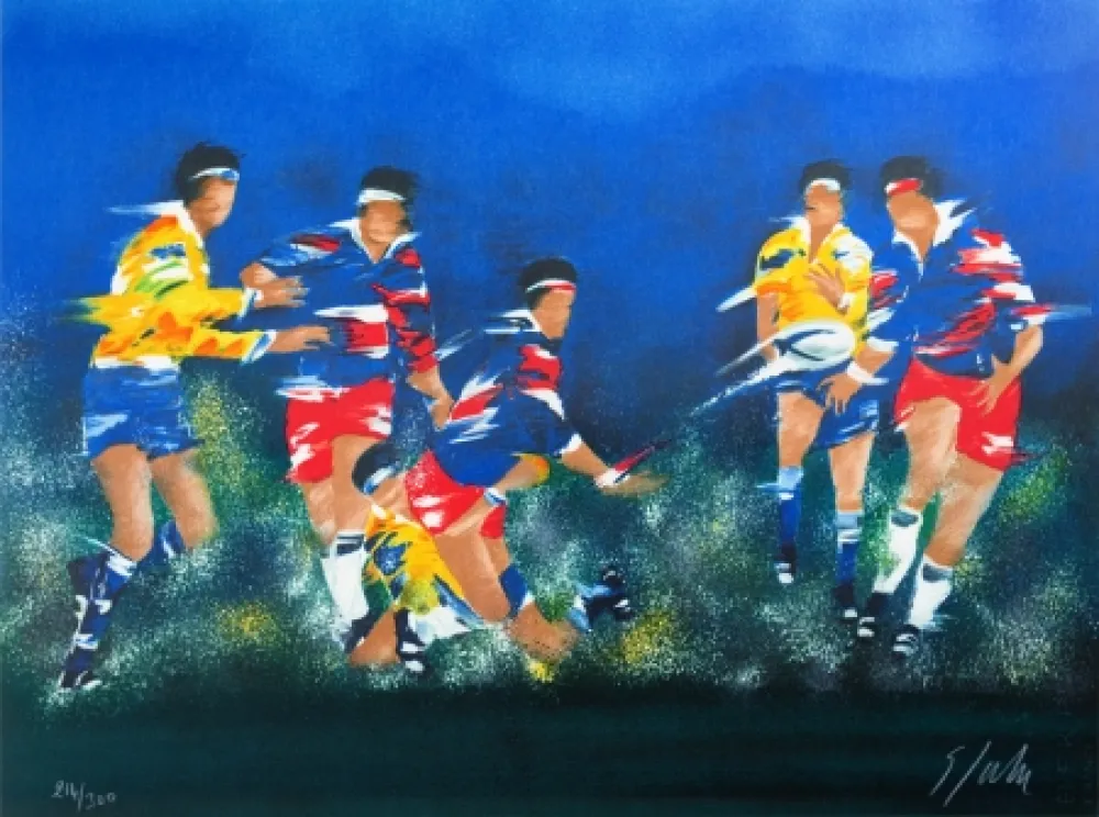 Lithografie Spahn - Rugby