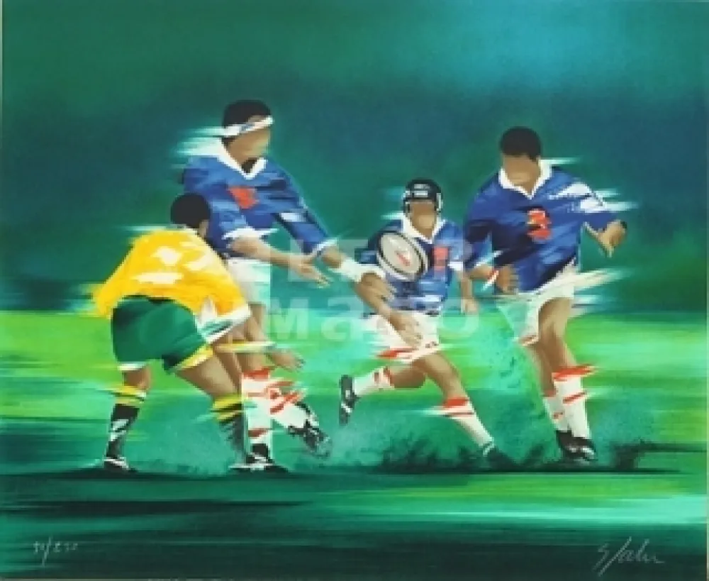 Lithografie Spahn - Rugby