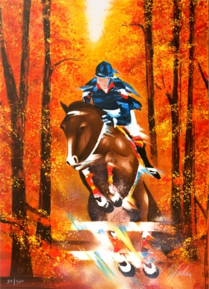 Lithografie Spahn - Saut d'obstacles