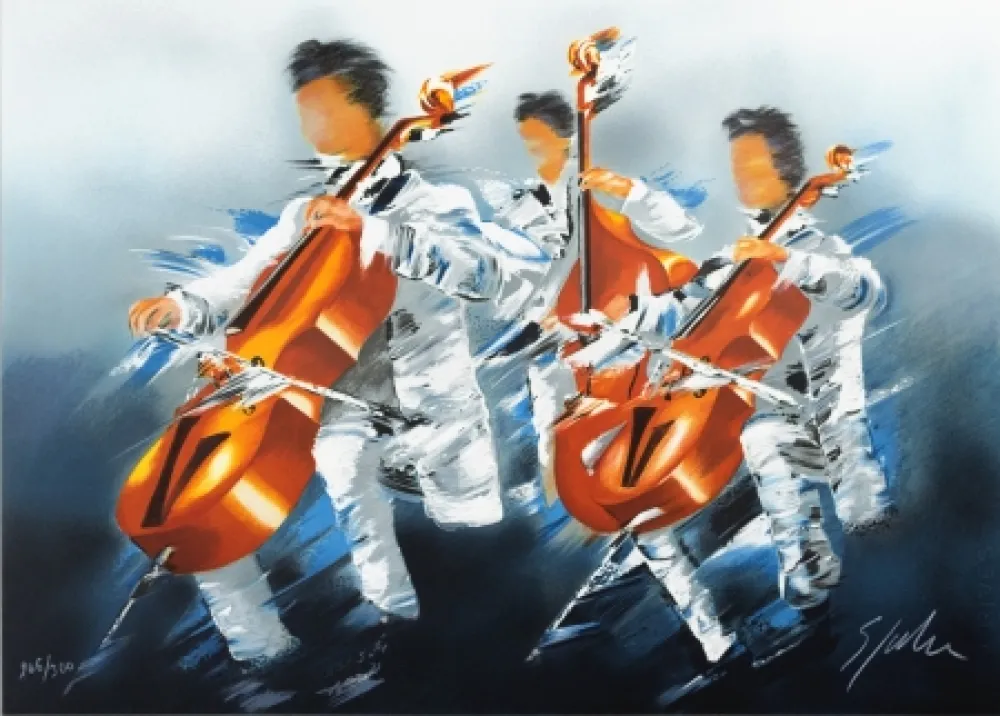 Lithografie Spahn - Trio de Violoncelles