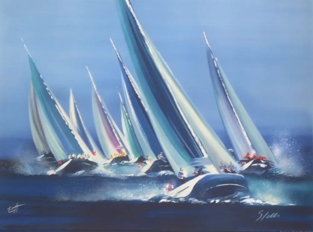Lithografie Spahn - Voiles bleues