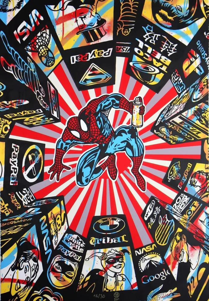 Zeefdruk Speedy Graphito - I Spray My City (Spiderman)