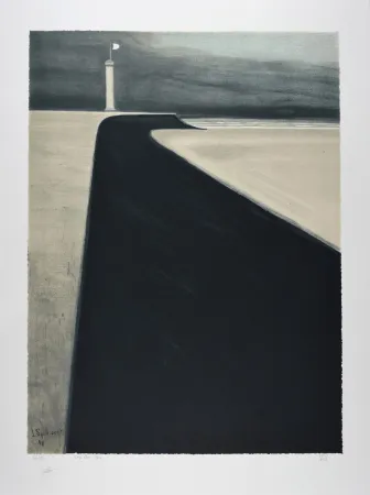 Lithografie Spilliaert - Le Phare sur la Digue, 1908 | Promenade and Lighthouse, 1908