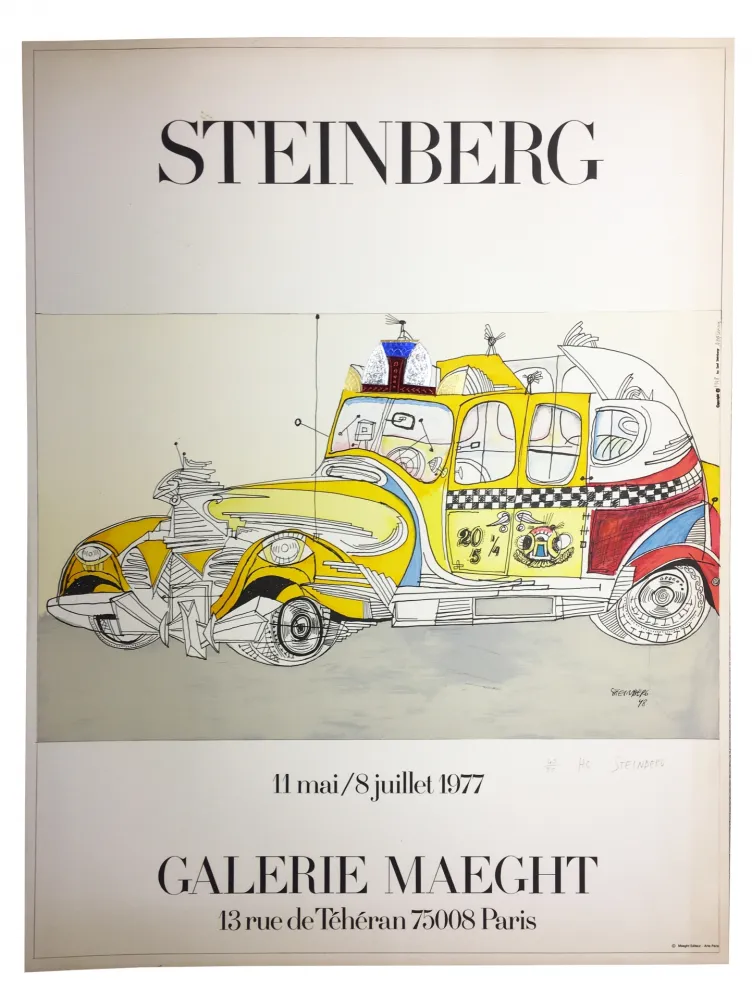 Lithografie Steinberg - STEINBERG 1977. TAXI. Galerie Maeght. Épreuve de luxe signée.
