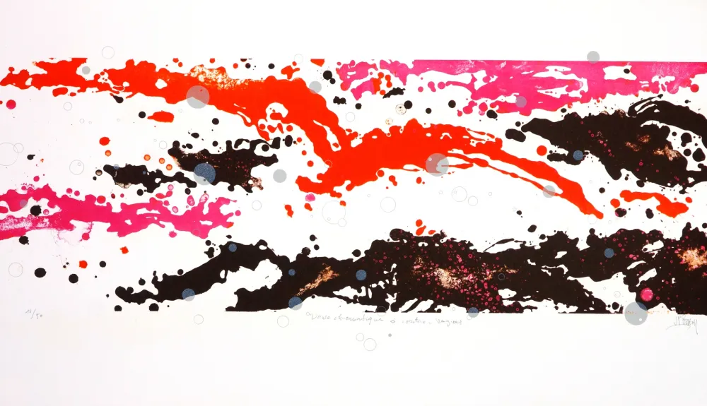 Lithografie Stholl - Danse chromatique à contre-vague