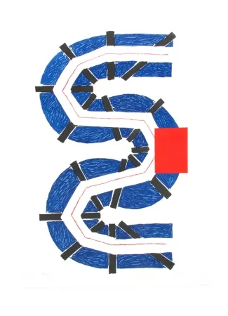 Ets En Aquatint Sugai - S bleu