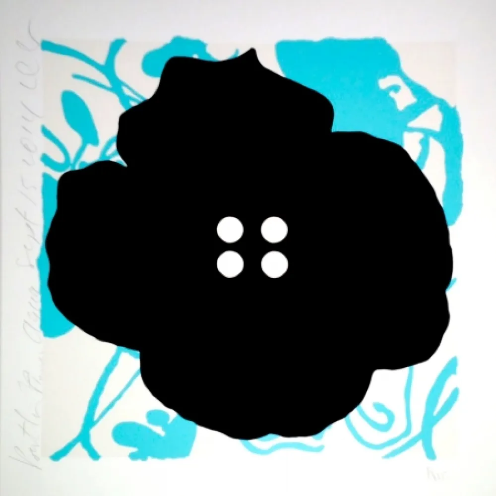 Zeefdruk Sultan - Button Flower Aqua