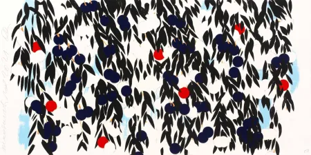 Zeefdruk Sultan - Mimosa in Red and Blue