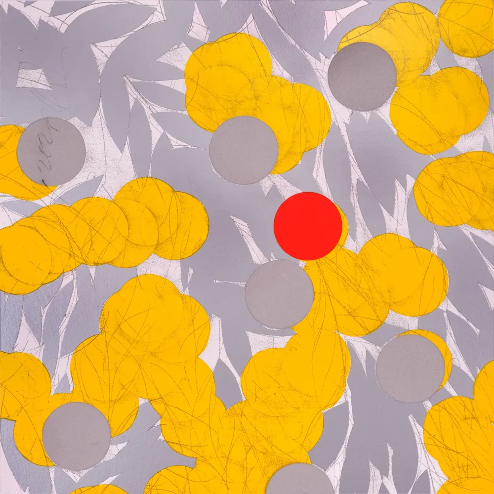 Zeefdruk Sultan - Yellow Mimosa with Red