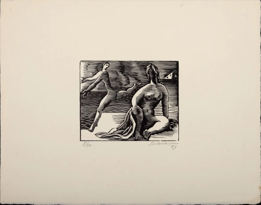 Houtsnede Survage - Composition surréaliste, 1957 - Hand-signed & numbered!