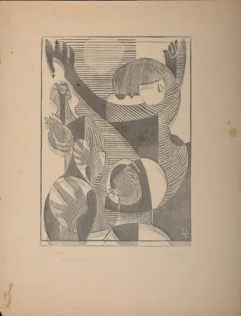 Houtsnede Survage - Composition surréaliste XXIV (1), 1934