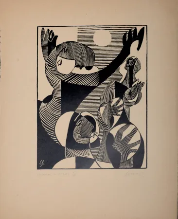 Houtsnede Survage - Composition surréaliste XXIV (2), 1934