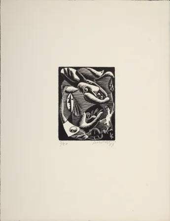 Houtsnede Survage - Composition surréaliste XXV (1), 1957