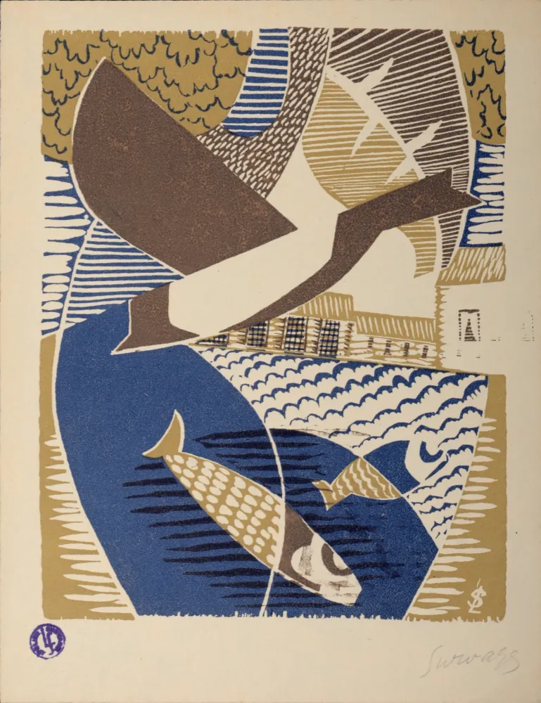 Houtsnede Survage - Le château de l’Etang Rouge, 1926 - Hand-signed!