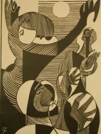 Houtsnede Survage - Moon