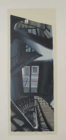 Lithografie Szafran - L'escalier de Saint germain