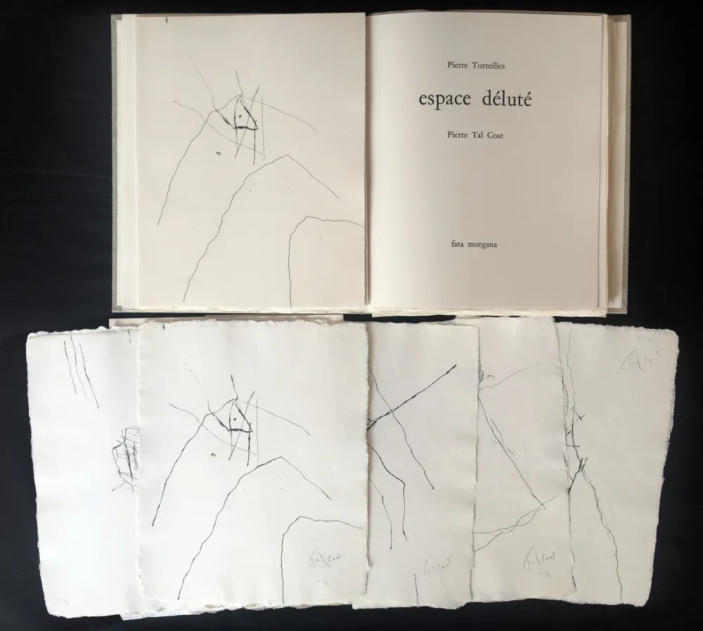 Geïllustreerd Boek Tal Coat - Pierre Torreilles : ESPACE DÉLUTÉ. 7 gravures et suite complète signée et numérotée