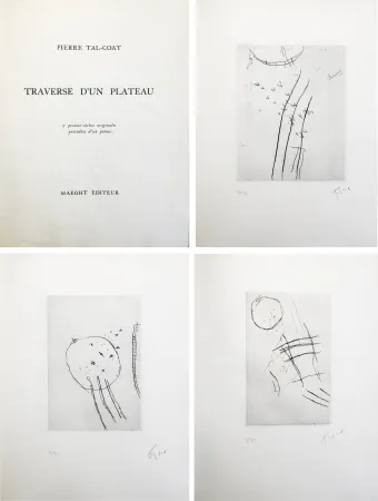 Geïllustreerd Boek Tal Coat - TRAVERSE D'UN PLATEAU. 7 pointes sèches originales signées (1963).