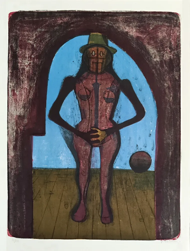 Lithografie Tamayo - Femme au collant rose