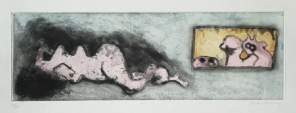 Ets En Aquatint Tanning - Voyeurs