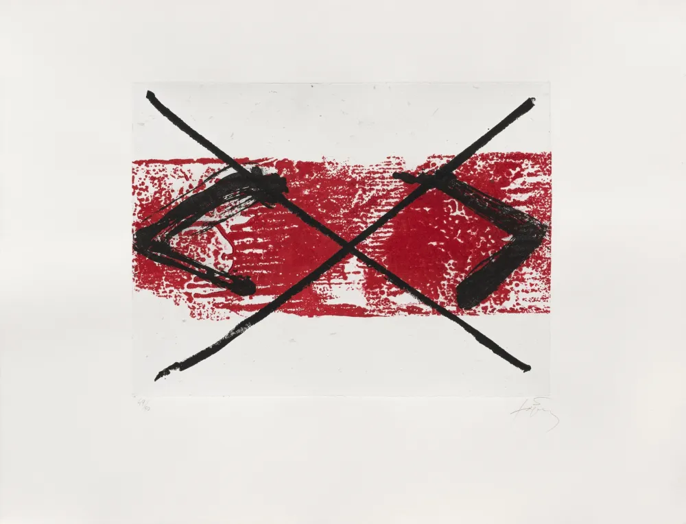 Gravure Tàpies - Bande rouge 