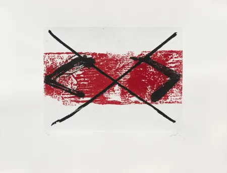 Gravure Tàpies - Bande rouge 