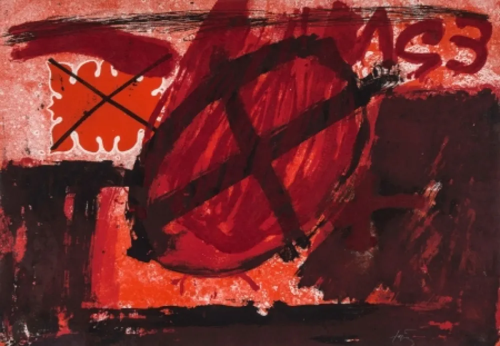 Ets En Aquatint Tàpies - Cercle Rouge (G.596)