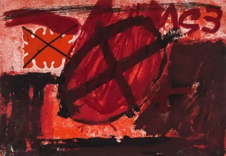 Ets En Aquatint Tàpies - Cercle Rouge (G.596)