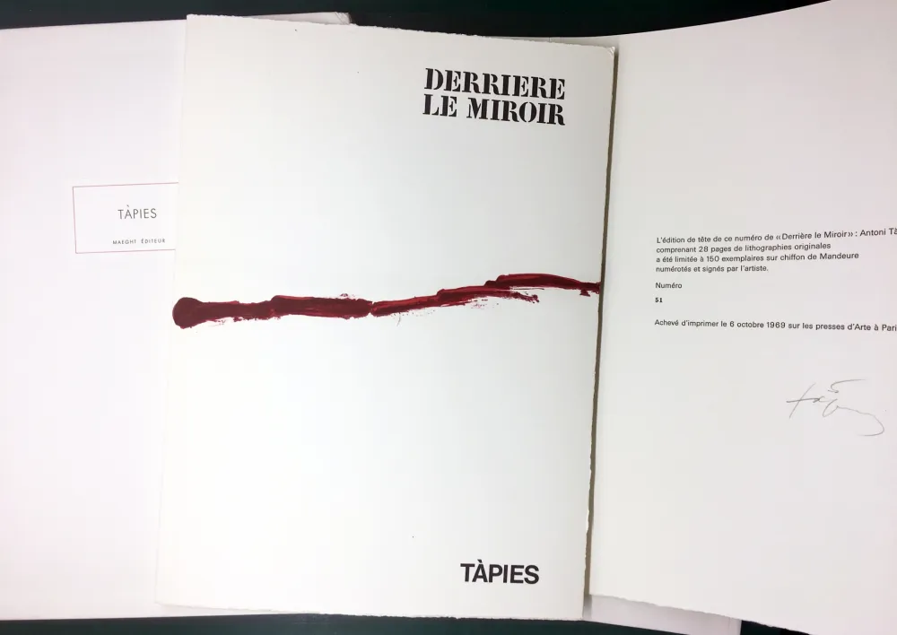 Geïllustreerd Boek Tàpies - DERRIÈRE LE MIROIR n° 180 . TÀPIES . 1969. TIRAGE DE LUXE SIGNÉ.