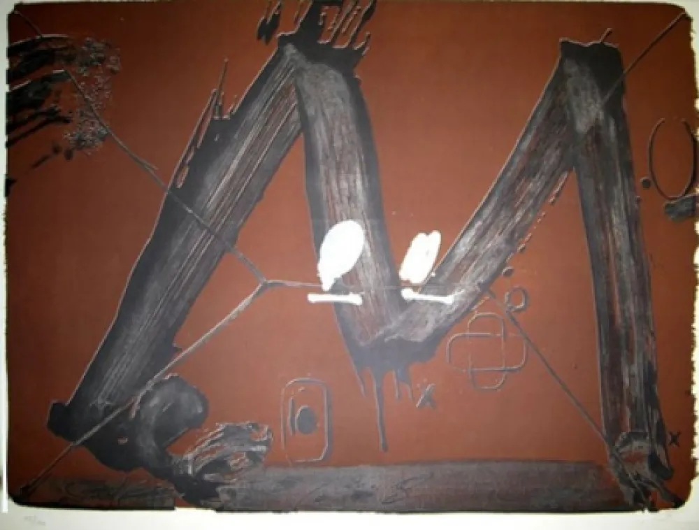 Lithografie Tàpies - GRAND M AVEC TACHES