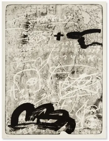 Lithografie Tàpies - Improvisation en blanc et noir 4